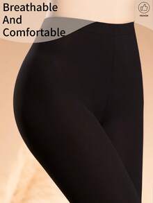 1pc Women's Black Velvet Pantyhose, High Elasticity Skin-Friendly Matte Slimming Tights, Versatile For Work And Commute - Black - View 5