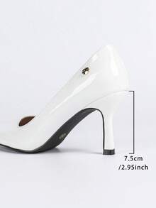 Fashionable Office High Heels, Pointed Toe White Ladies Office Slim Stilettos - White - View 9