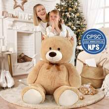 MorisMos Giant Teddy Bear Stuffed Animal 4 Ft,51 Inch Big Tan Teddy Bear For Girlfriend Boyfriend Wife Mother Fiancée Valentine's Gift,Large Stuffed Animal Plush For Christmas Birthday Baby Shower,Tan - 彩色 - 查看 6