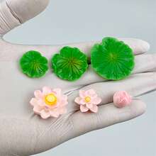 9件套迷你模型漂浮莲花带睡莲叶套装，微型树脂莲花叶套装，适用于微景观装饰、DIY工艺品和花园装饰 - Model floating lotus - 查看 8