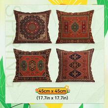 4 buc. fețe de pernă decorative din catifea, stil boem, cu model geometric negru și roșu, 100% poliester, decor pentru canapea și dormitor în living, fără inserții de pernă, 40x40cm/45x45cm/50x50cm - Geometrie boemă - Vizualizare 14