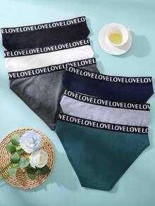 6pcs/Pack Plus Size Women's Letter Waistband Panties - Multicolor - View 4