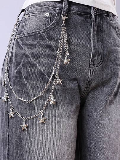 1pc Chain Star Thorn Multi Layer Pants Chain Personalized Hip Hop High End Minimalist Men's Pants Chain Punk Style Jeans Accessories