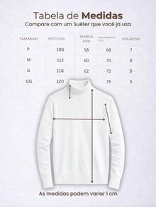 Baronesa Tricot Cacharrel Men's Cold Weather Blouse High Neck Knitting - White - View 3