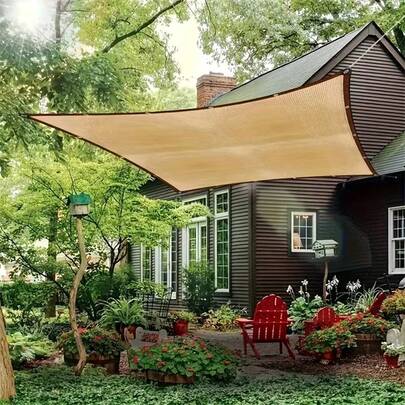 1 tấm lưới/vải che nắng gia cường màu be, nhiều kích cỡ, thích hợp cho ban công, tường, sân, vườn, nhà để xe ngoài trời, hồ bơi, che nắng và làm mát, thoáng khí (tỷ lệ che nắng khoảng 90%).