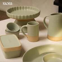 Mora Ceramics Tea Cup With Loose Leaf Infuser, Spoon And Lid, 12 Oz, Microwave And Dishwasher  Coffee Mug - Rustic Matte Ceramic Glaze, Modern Herbal Tea Strainer - Great Gift For Women, Flint - Cỏ xạ hương - Xem 5