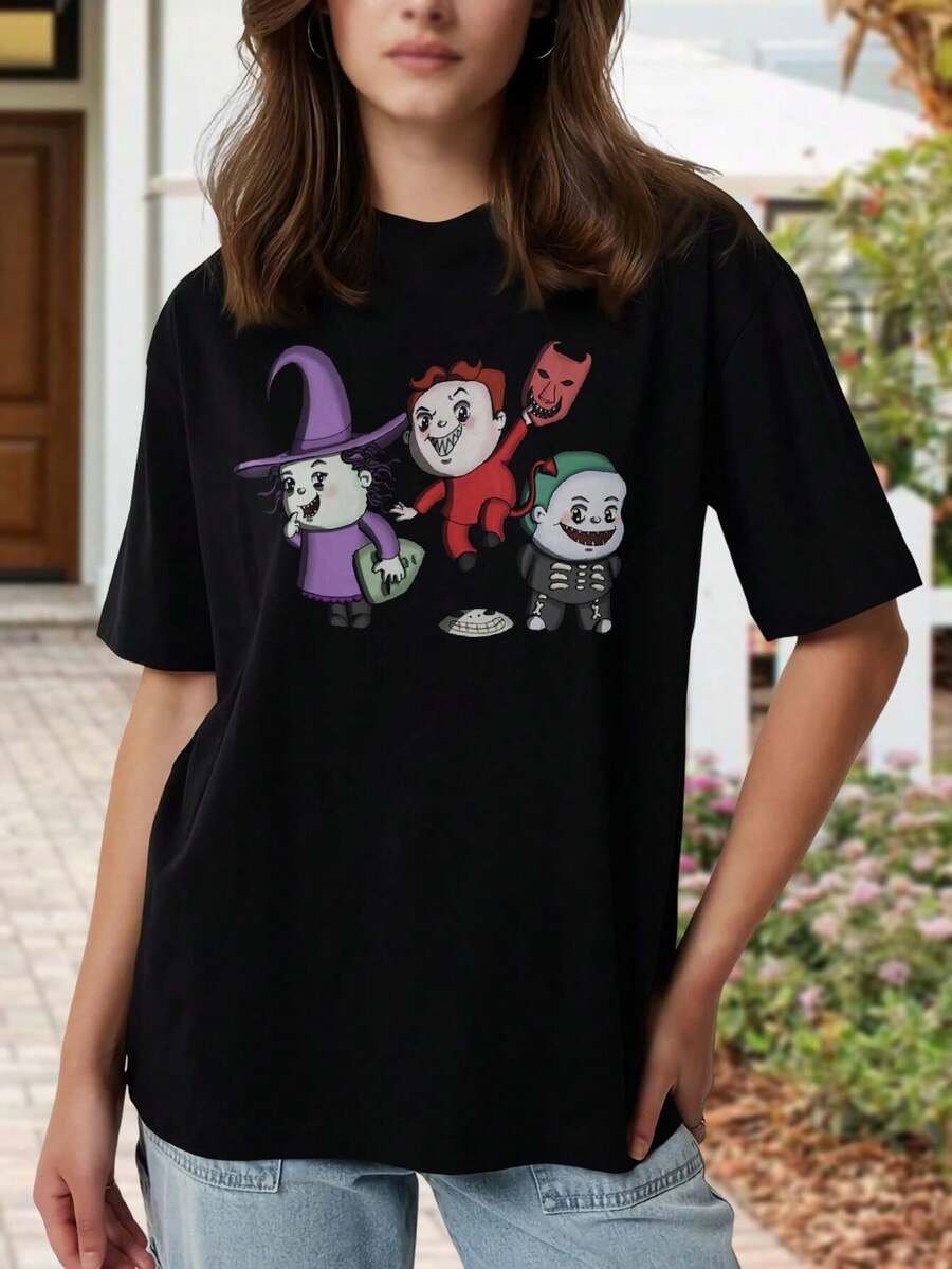 Women's T-Shirts Kidnap Mister Sandy Claws Nightmare Before Christmas Accessories T-Shirt  Halloween Boogieman Design Ladies Fashion Apparel - 黑色 - 查看 1