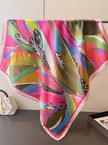 1pc Women's Elegant Retro Printed Lightweight Satin Square Faux Silk Scarf, Bohemian Style Casual Ladies Neck Scarf, Shawl, Thin & Comfortable Ladies Headscarf, Suitable For Spring/Summer Daily Wear And Outings - Multicolor - View 3