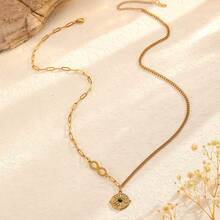 1 pieza Collar de acero inoxidable con colgante de símbolo del infinito chapado en oro de 18K, joyería minimalista de moda para mujeres - Dorado - Ver 7