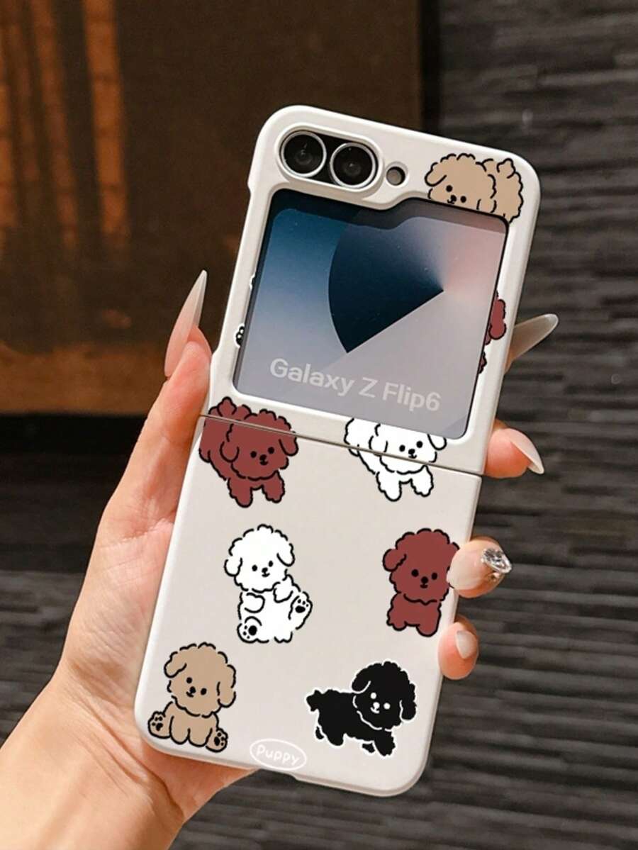 1个时尚简约亲肤PC材质可爱简约狗狗元素折叠手机壳，可保护手机并防止跌落，适用于：三星Galaxy Zflip 3/Zflip 4/Zflip 5/Zflip 6/Zflip 7/ Find N3 Flip/ Razr 50 Ultra/ Razr 60 Ultra/ Razr 60/ Rolla Razr 50/小米MIX Flip/Galaxy Z Flip7 FE - 白色 - 查看 1