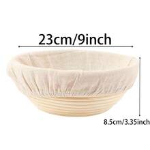 2pcs Banneton Proofing Basket Set - 9 Inch Round And 10 Inch Oval Natural Wicker Banneton Bread Proofing Baskets - Includes 6 Linen Liners - Cleaning Brush - Sourdough Baking Supplies - Multicolor - View 10