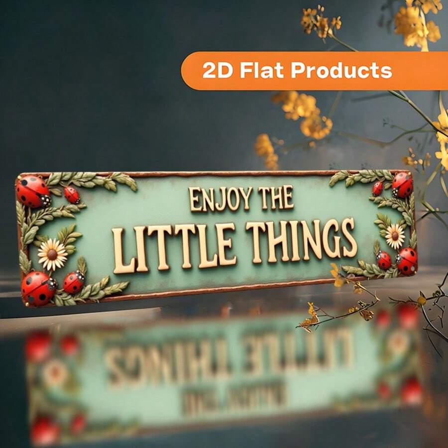 2D Flat - A Humorous Retro Sign Containing Ladybug, Leaf And Daisy Motifs, Made Of Metal Material, Suitable For Use In Bars, Living Rooms, Dining Rooms, Hotels, And Events Like Halloween And Christmas In 2025 - A - View 1
