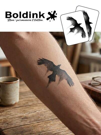  Bộ 2 hình xăm tạm thời Boldink hình chim đại bàng đang bay, hình xăm nghệ thuật chống thấm nước, bền màu 1-2 tuần, hình xăm lấy cảm hứng từ nước ép trái cây, thích hợp nhất để trang trí cơ thể vào mùa thu/đông, quà tặng Ngày Valentine phổ biến dành cho phụ nữ, món đồ không thể thiếu cho những người dẫn đầu xu hướng.