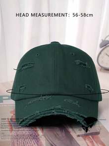 1pc Unisex Y2K Style Distressed Washed Baseball Cap, Outdoor Sun Protection Hat Suitable For Sports, Daily Commute,Festival,Travel - Dark Green - View 2