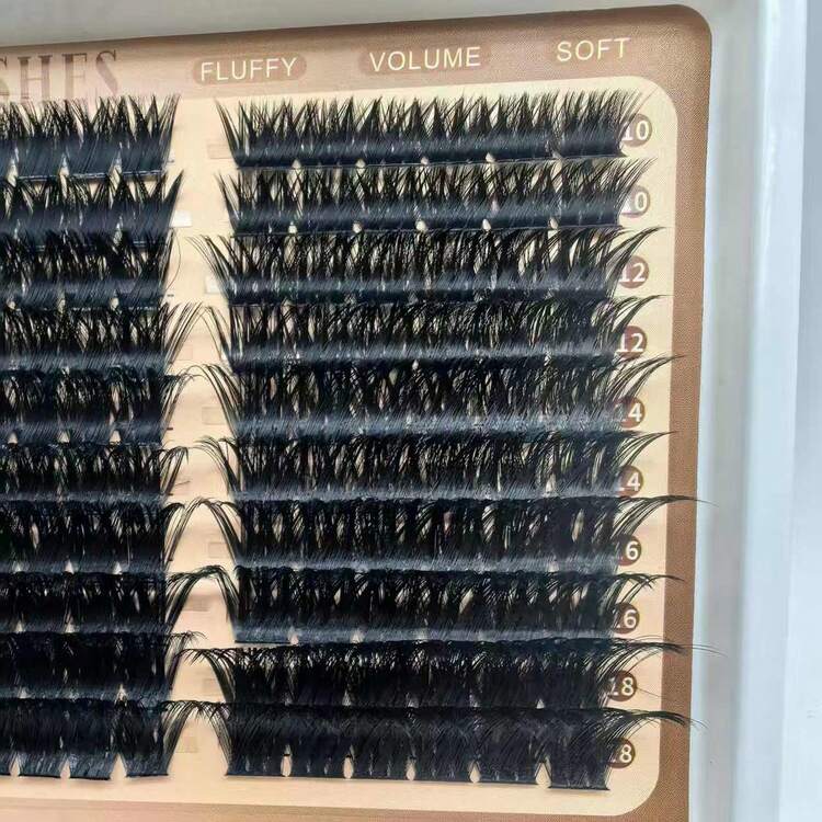 10-18毫米卷翘D型蓬松分段式假睫毛 120D+160D+200D仿貂毛化妆工具，可重复使用美睫，簇状假睫毛 - 查看 3