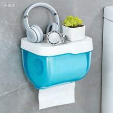 1 cái Giá đựng giấy vệ sinh gắn tường chống thấm nước có ngăn kéo, giá đựng đồ phòng tắm tự dính. - Màu xanh bạc hà - Xem 5