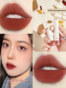 NOVO Brillo de labios mate difuminador, color de larga duración, no reseca, no transfiere, complexión natural, adecuado para maquillaje diario, citas, reuniones, cumpleaños, graduaciones, viajes, primavera/verano, versátil - 02# Rojo tomate - Ver 4