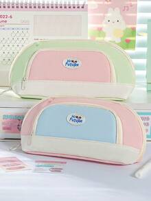 Estojo para lápis em tecido colorblock, com design de grande capacidade e vários bolsos, ideal para escola, escritório e viagens. Perfeito para estudantes, profissionais, homens e mulheres. Possui fechamento com zíper e é perfeito para guardar seus materiais escolares. - multicolorido - Ver 9