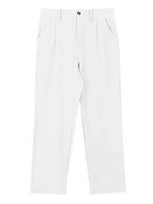 Men's Linen Casual Loose Fit Business Suit Pants, Straight Leg, Solid Color, Suitable For Spring And Autumn - White - View 5