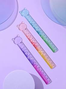 1支/3支装渐变波浪尺，边缘光滑，不伤手，防震，塑料直尺，适用于学校办公用品、日记和绘画。 - 彩色 - 查看 11