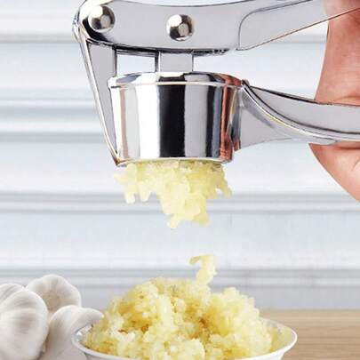 1 cái dụng cụ ép tỏi bằng thép không gỉ, màu bạc thời trang, đa chức năng, dùng trong nhà bếp.