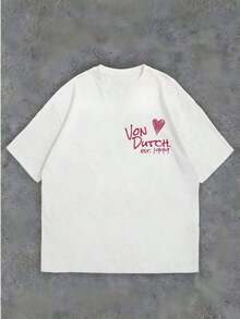 Graphic TeesApricot 1pcs Women's Double-Sided Printing Von Dutchh Heart Logo With Key And Year 1999 Fabric Soft & Skin-Friendly Unisex Style Gifts For Spring Festival, Valentine's Day, St. Patrick's Day & World Cup-Van Dutch Dragon Print Women T Shirt Classic Americana Style Graphic Tee-Vintage Street Style Unisex Loose Cotton Short Sleeve Crew Neck T-Shirtwomens Clothes,Graphic T Shirt,Ropa De Verano Mujer100% Cotton - White - View 3