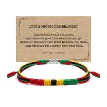 Global Flag Color Woven Bracelet, Colorful Rope & Bead Adjustable Woven Bracelet, USA & Colombia Flag Woven Bracelet, Unisex Wristband - Multicolor - View 3