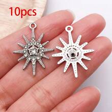 10/30 chiếc mặt dây chuyền đính đá lấp lánh hình ngôi sao, mặt trăng, mặt trời mạ vàng dùng để làm trang sức thủ công DIY, vòng cổ, vòng tay, bông tai. - Nhiều màu - Xem 9