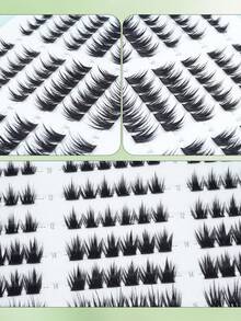 ELAE 108Pcs Lash Clusters Manga DIY Lash Extension Anime Eyelash Clusters 10-16mm Spiky Individual Eye Lashes Wispy False Eyelashes D Curl Cosplay Doll Cluster Eyelash Extensions Super Thin Band - 尖尾漫畫款 - 查看 3