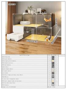 Multi-Layer Resin Plastic Transparent Cat House, Detachable & Stackable Cat Cage With Drawer Litter Box, Suitable For Kittens Indoor Home Use - Multicolor - View 15