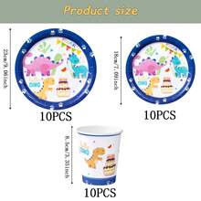Dinosaur Pattern Disposable Tableware Set, 7/9 Inch Party Plates, Disposable Paper Plates, Cups, Napkins, Suitable For Holidays, Weddings, Engagements, Birthdays, Parties, Celebrations - Multicolor - View 9