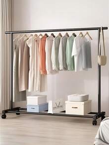 1pc Large Wheeled Clothes Drying Rack, Floor-Standing Clothes Drying Rack, Coat Rack, With A Sturdy Structure, Space-Saving, Easy To Assemble, Suitable For Living Rooms, Bedrooms, Dormitories, And Apartments - Multicolor - View 10