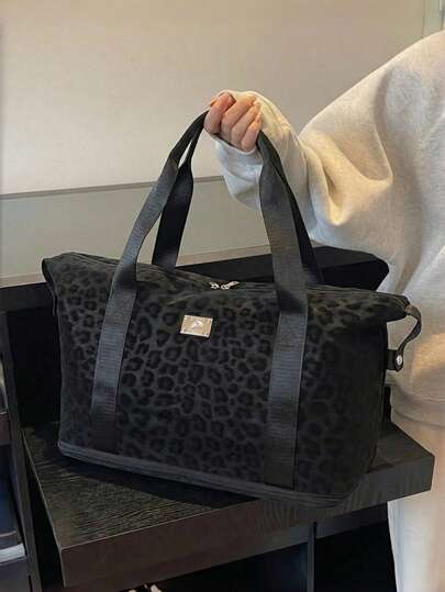 Leoparden-Muster wasserdichte Reisetasche, faltbare Tragetasche, Sporttasche mit großem Fassungsvermögen, geeignet als Handgepäck, für Einkaufen, Yoga, Schwimmen, Reisetasche, Weekender, Kabinentasche, leicht und strapazierfähig für Outdoor-Urlaub, Sommerreise-Essentials