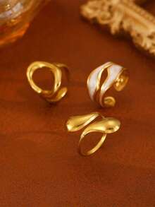 RAYQUEEN 3件套不锈钢时尚开口戒指套装，适合日常佩戴和节日送礼 - 套裝 - 查看 6