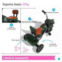Triciclo Infantil Cómodo Con Luces y Sonido TEKTR518 Producto de calidad Diseño moderno Uso diario Perfecto para regalo Duradero Fácil de usar Ideal para ocasiones especiales - Verde - Ver 5