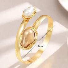 1 chiếc vòng tay ngọc trai giả bất đối xứng tối giản thời trang, vòng tay điều chỉnh được kiểu dáng độc đáo cho kỳ nghỉ hè trên bãi biển dành cho nữ. - hình học - Xem 5