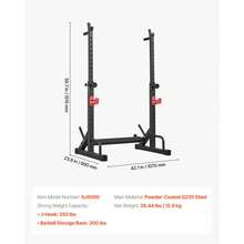 Power Cage Squat Rack, Home Gym Power Rack With Adjustable Height & Width, 550LBS Strength Training Workout Equipment With Barbell Storage Racks & J-Hooks For Bench Press, Squat, Weight Lifting - Small Model, Adjustable Width - View 7