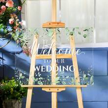 Acrylic Wedding Welcome Sign, 24 X 18 Inch Greenery Eucalyptus Design Wedding Reception Ceremony Lawn - 1 - Xem 8