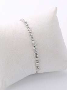 Nooxian 1pc Copper Zirconia Eye Contracting Bracelet (Random Zirconia Stone Quantity) - Silver - View 6