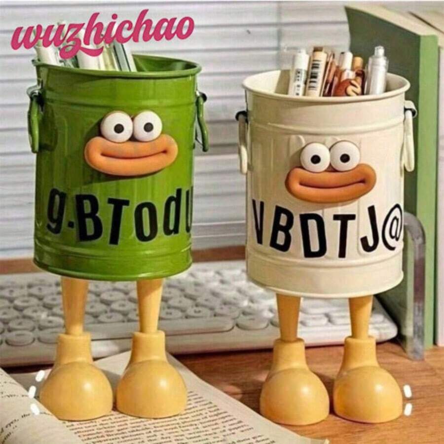 4 件套可爱卡通香肠造型笔筒，简约复古办公笔架，大容量桌面笔筒，精美皮革表面，便携式伸缩笔筒，彩色表面，需自行组装，是办公室、学校和开学季的理想之选。也是家居收纳、文具或学习用品的绝佳礼物。办公桌办公用品/办公配件 - 彩色 - 查看 1