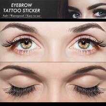 6张60对4D棕色仿真毛发防水眉毛纹身贴纸，可撕除，临时眉形修饰贴纸，拱形款式 - 棕色 - 查看 4