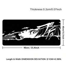 1pc Extra Large Anime Girl Gaming Mouse Pad - Rubber Material, Oblong Rectangle Shape, Precision- Locked Edges, Washable And Non-Slip Desk Mat For Computer ESports - 查看 2