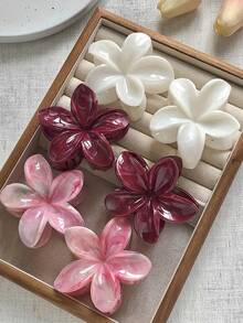 6/12pcs Spring & Summer Fashion Versatile Ombre Floral Hair Clips, Bohemian Style Elegant Claw Clips For Occiput, Suitable For Beach Vacation Photo Shooting Beach Accessories Beach Hair Claws - Multicolor - View 9