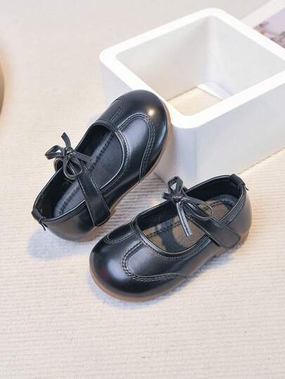 1双女童可爱纯色蝴蝶结休闲/校园户外袜，适合所有季节