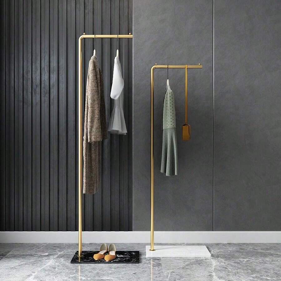 Coat Rack - Goldener Ständer + weißer Sockel - Übersicht 1