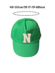 1pc Kids' 26 Letter Baseball Cap, Gold Thread Embroidered Letter Design, Unisex Baby Toddler Sun Hat, 1-3 Years - Green - View 11