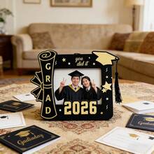 1/2pcs 3D Wooden 2026 Graduation Themed Photo Frame Decor, Graduation Gift, Graduation Cap Wooden Frame With Inspirational Quote, Suitable For Graduation Photos, Perfect For Graduation Party Decoration And Commemorative Gift - Picture Frame - View 2