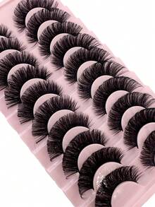 10 Pairs 3d Synthetic Mink Eyelashes For Natural & Dramatic Look, Thick & Voluminous False Eyelashes For Extension - màu đen - Xem 5