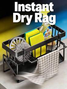 High Quality Kitchen Sink Tray, Integrated Sponge Rack, Multi-Purpose Carbon Steel Kitchen Countertop Storage Rack, Suitable For Rag, Dish Soap, Brush, Space Saving Bathroom Organizer, Kitchen Storage Rack, Kitchen Accessories - Multicolor - View 6