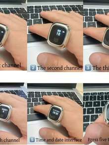 Anillo contador electrónico inteligente OLED, contador electrónico multicanal, anillo contador de cuentas de oración musulmana con hora, fecha y recordatorio de vibración - Multicolor - Ver 12